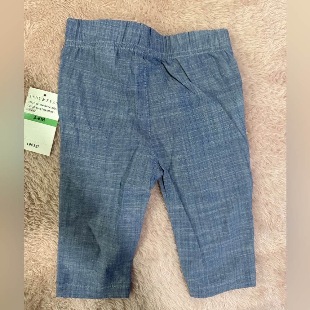 🔵🔵Andy & Evan Blue Chambray Baby Suit Set - Picture 8 of 8